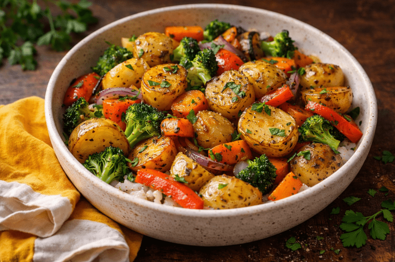 Garlic Herb Roasted Potatoes and Veggies
