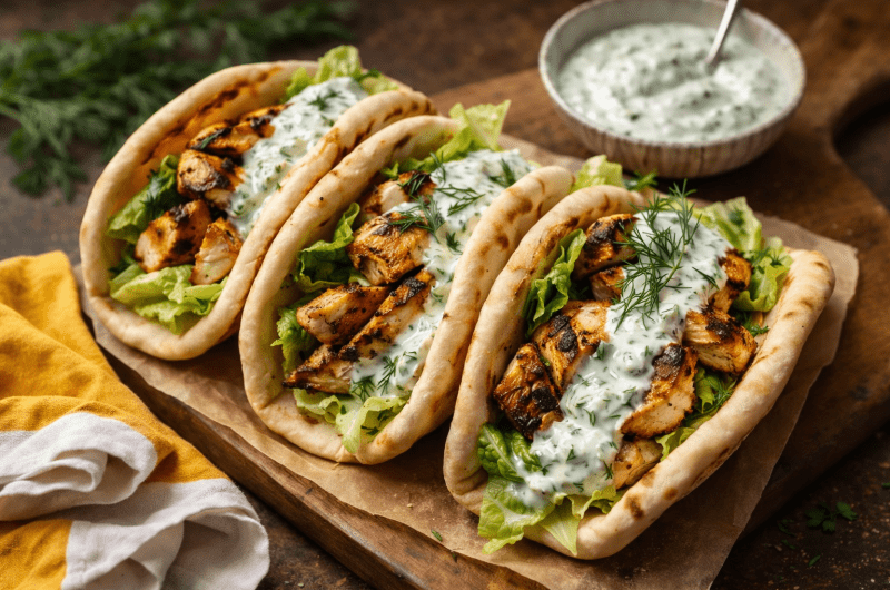 Sheet Pan Chicken Pitas with Herby Ranch Recipe